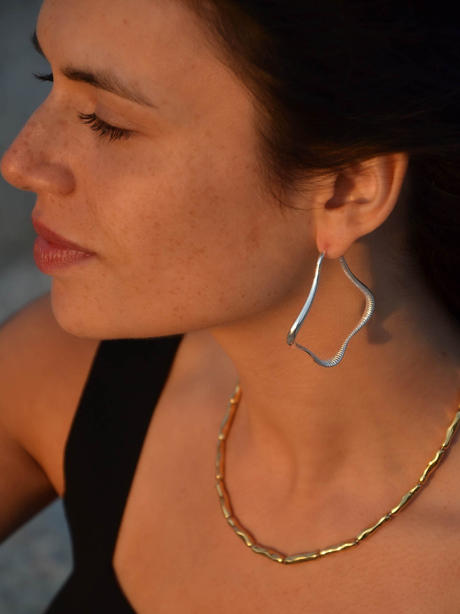 silver creoles spano earrings