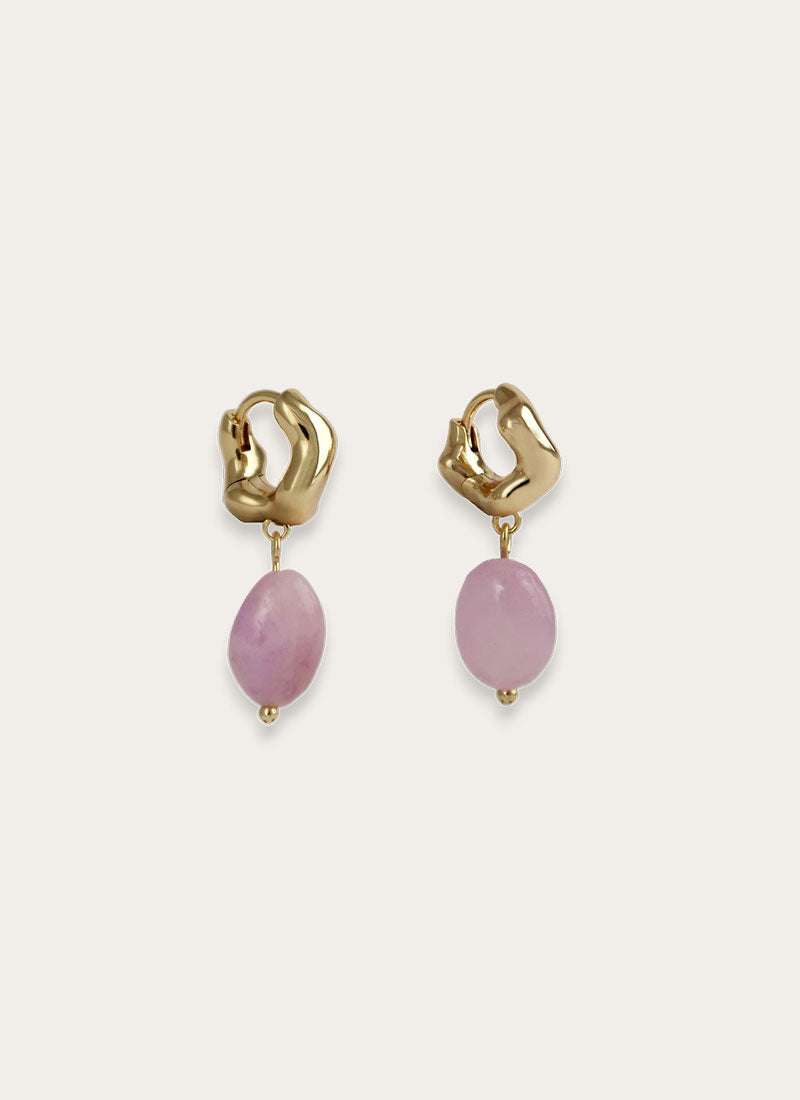 Kunzite Wavy mini hoops